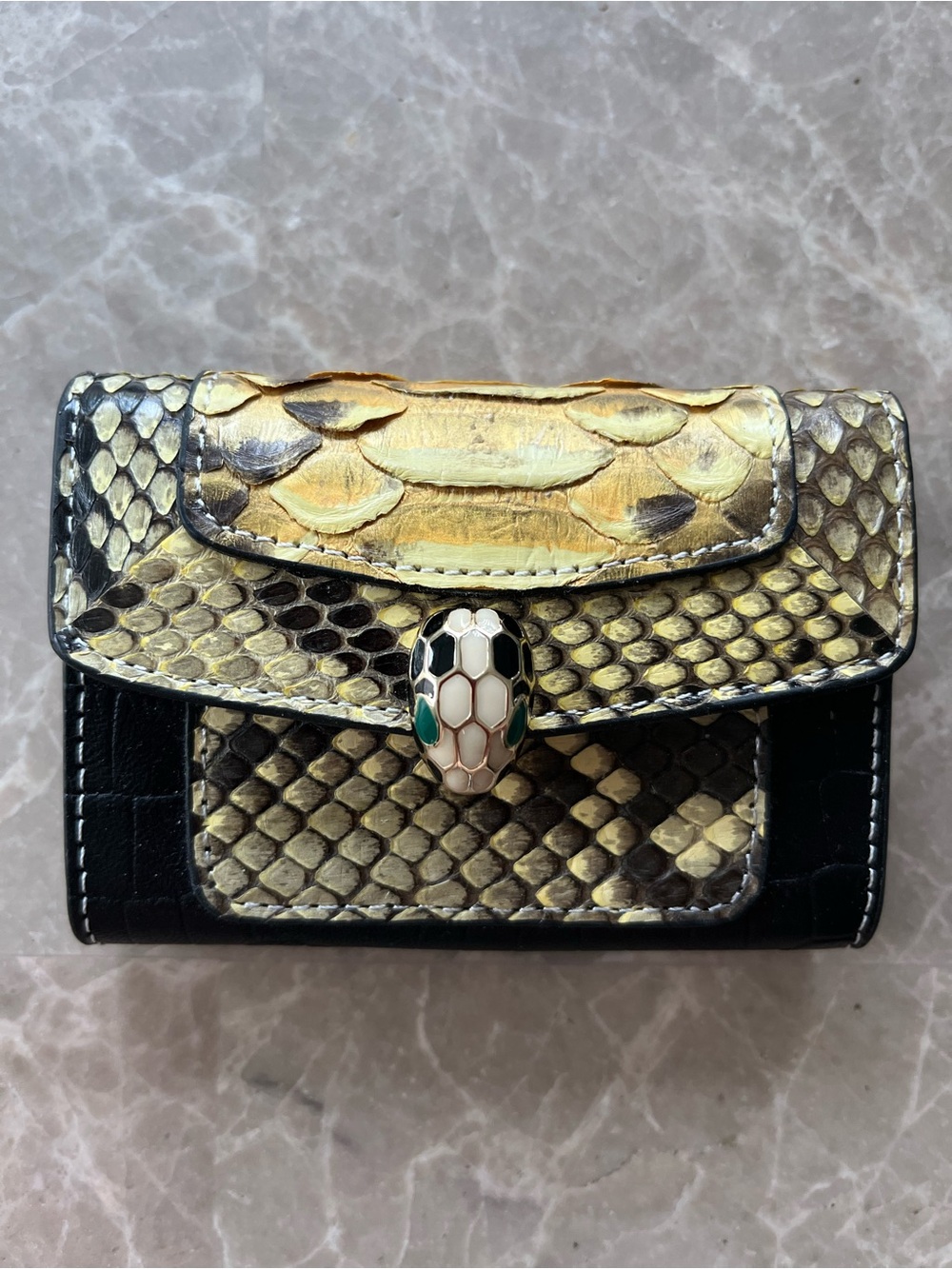 Genuine Cobra Snake Skin Leather Handmade Card Holder - Snake Head Clasp WSCH01